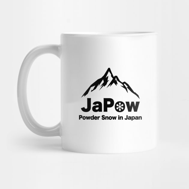 JAPOW Powder Snow in Japan - Black  | Snowboard T-shirt by susugroo